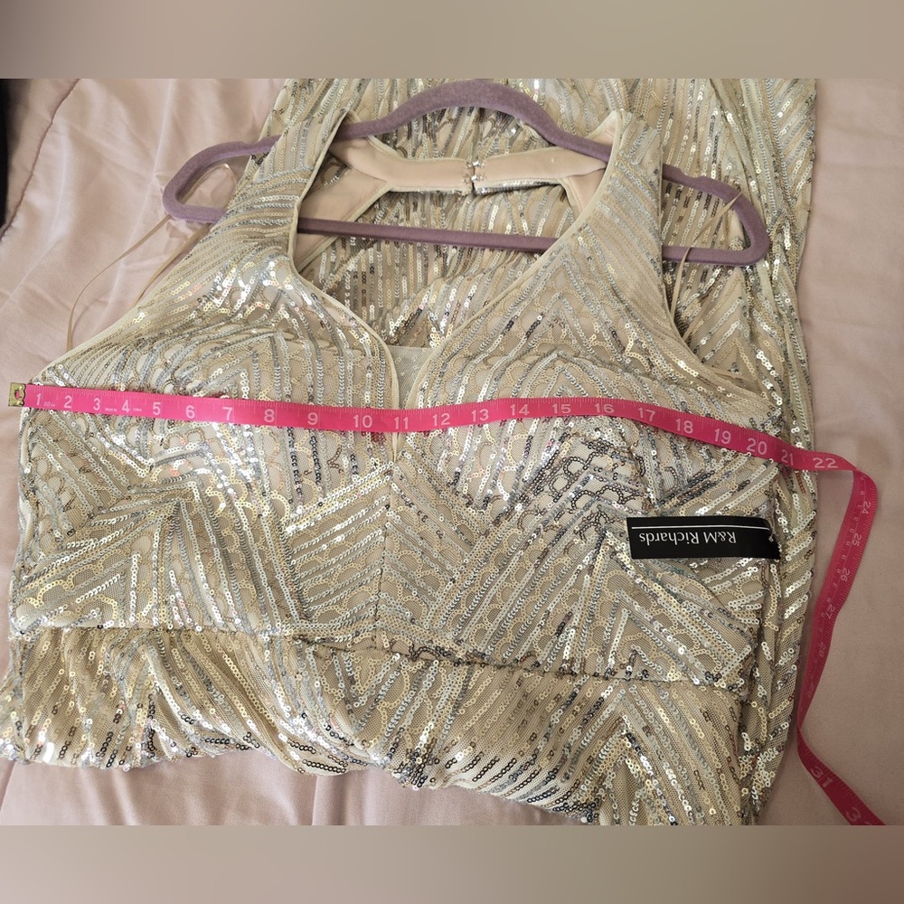 R&M Richards Metallic Gold Halter Maxi Dress - Picture 9 of 12